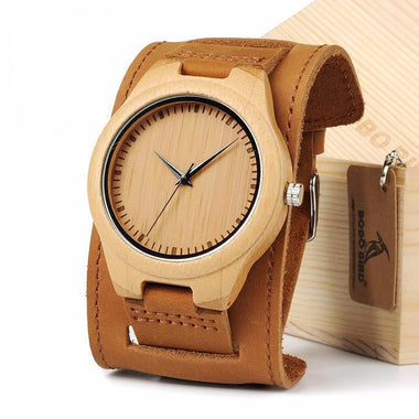 Leather Band Wrist Watch With Gift Box
