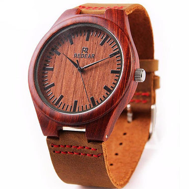 Natural Wooden Red Watch