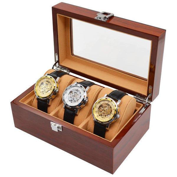 3 Grid Wood Watch Organizer