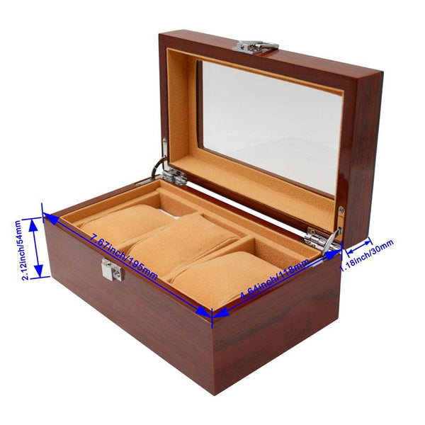 3 Grid Wood Watch Organizer